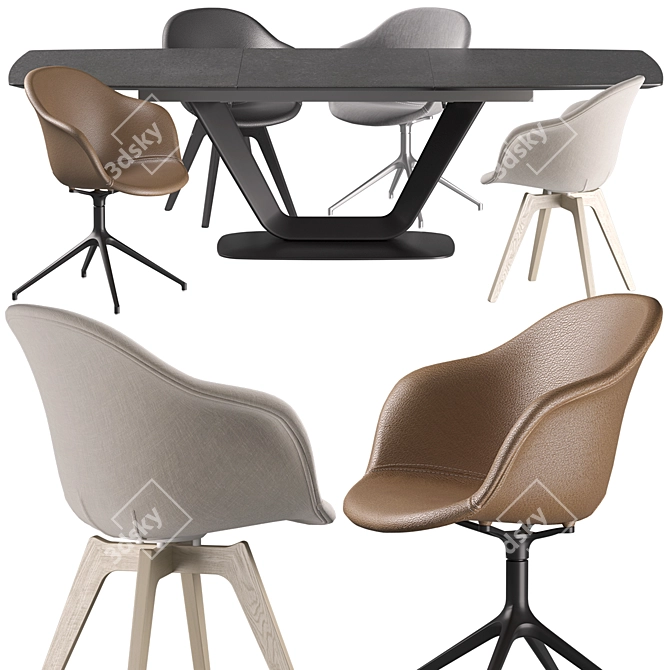 Boconcept: Alicante Table-Adelaide Chair Set 3D model image 1