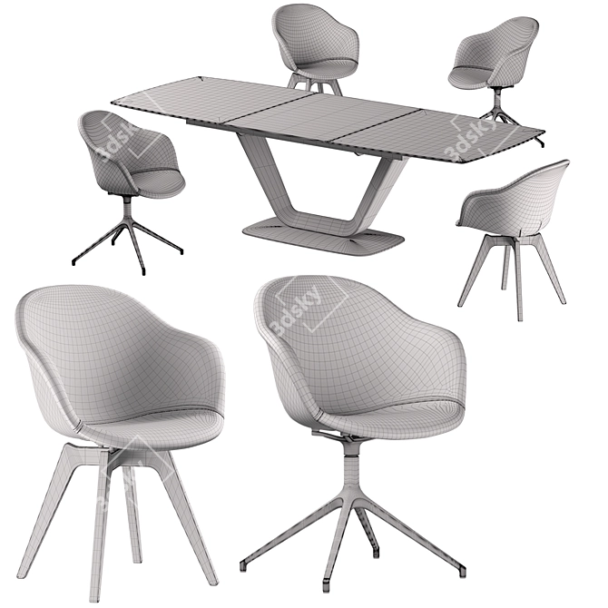 Boconcept: Alicante Table-Adelaide Chair Set 3D model image 5