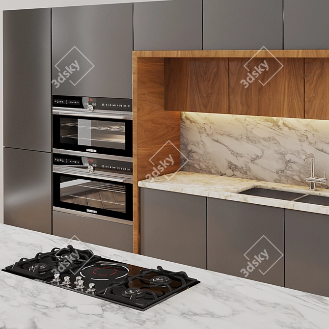 Contemporary Kitchen: Sleek Design & Spacious 3D model image 2