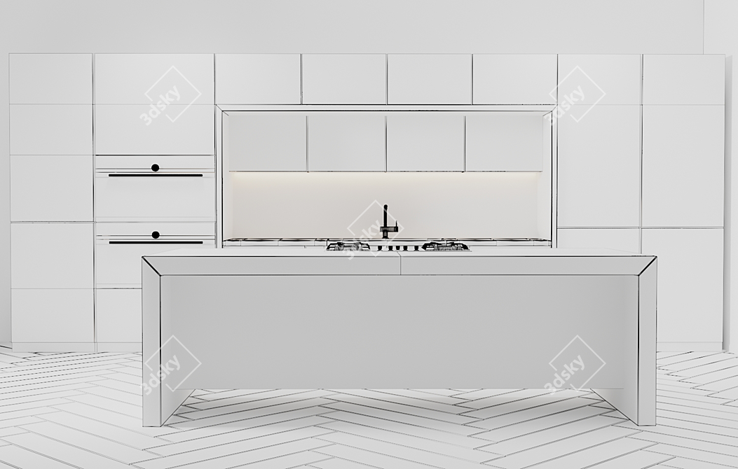 Contemporary Kitchen: Sleek Design & Spacious 3D model image 5