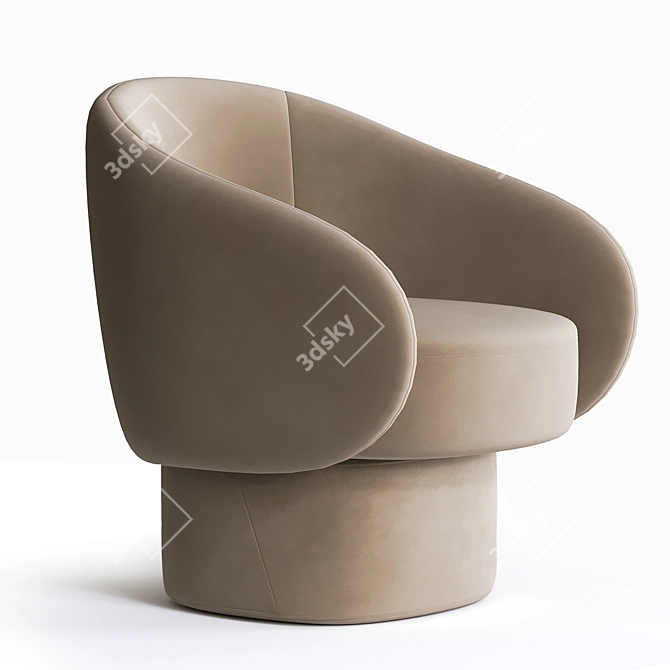 Roc Fabric Easy Chair - Sleek and Comfortable 3D model image 2