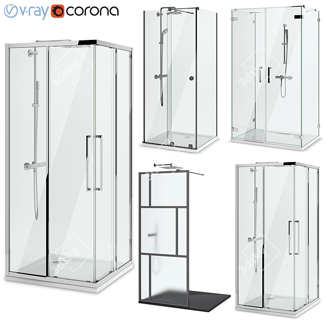 Stylish Shower Sets: Radaway, West One Bathrooms, Ideal Set 125 3D model image 1