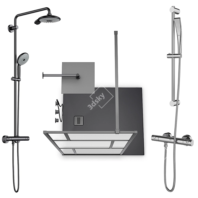 Stylish Shower Sets: Radaway, West One Bathrooms, Ideal Set 125 3D model image 5