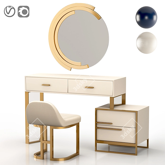 Modern Dressing Table with Vray & Corona Render - 2016 Version 3D model image 1