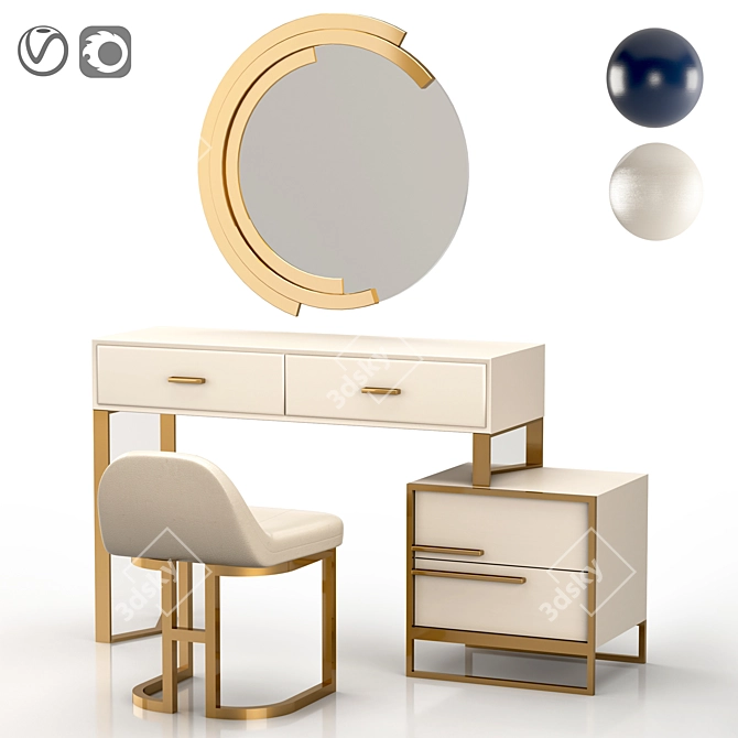 Modern Dressing Table with Vray & Corona Render - 2016 Version 3D model image 4