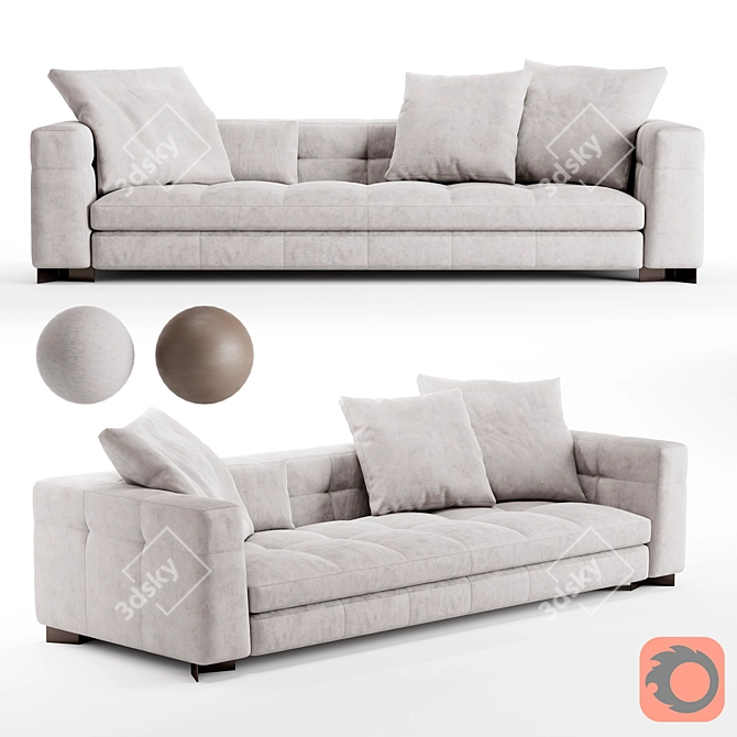 Modern Leather Sofa Minotti 3D model image 1