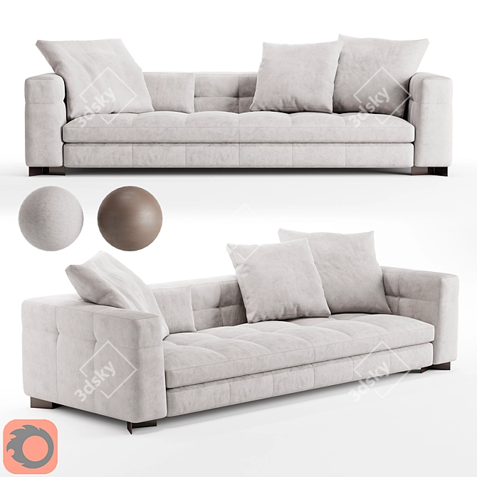 Modern Leather Sofa Minotti 3D model image 4