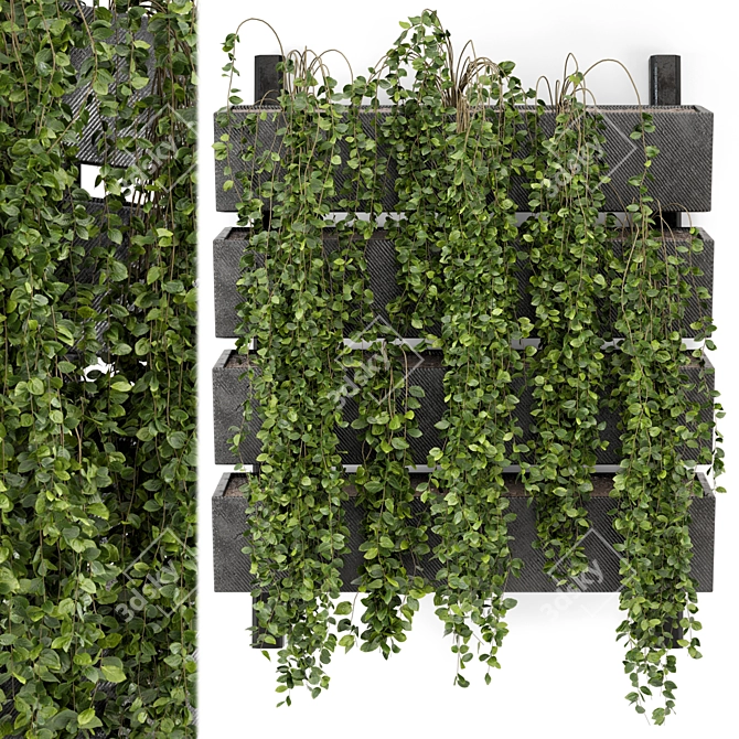 Elegant Hanging Wall Planter Set 3D model image 2