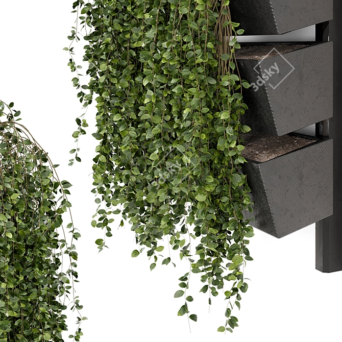 Elegant Hanging Wall Planter Set 3D model image 6