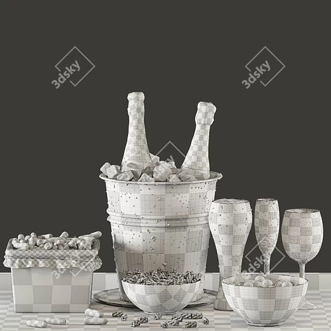 Luxury Champagne Beer Bucket Set 3D model image 7