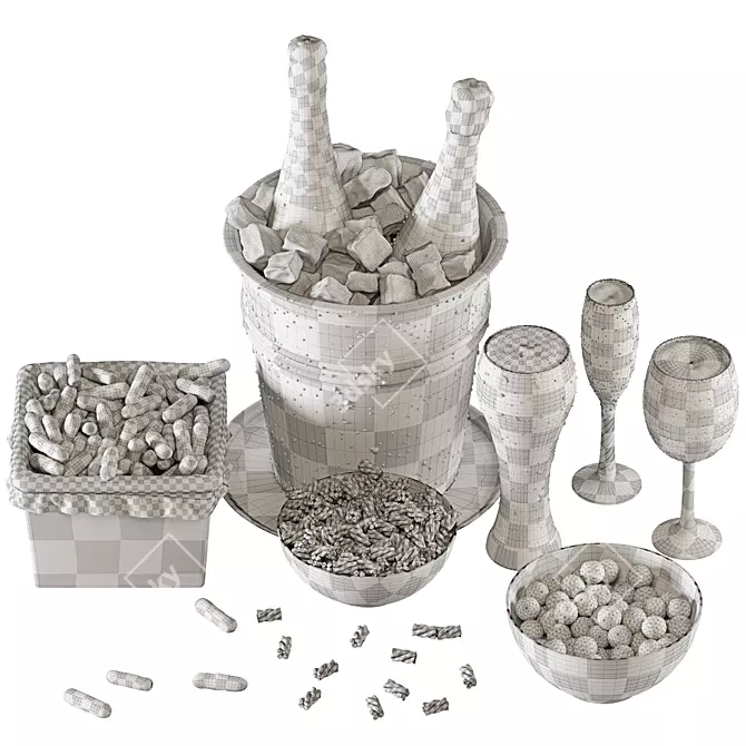 Luxury Champagne Beer Bucket Set 3D model image 13