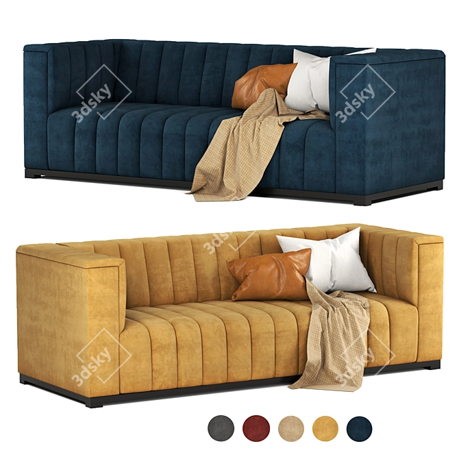 Velvet Dream Tufted Sofa 3D model image 2