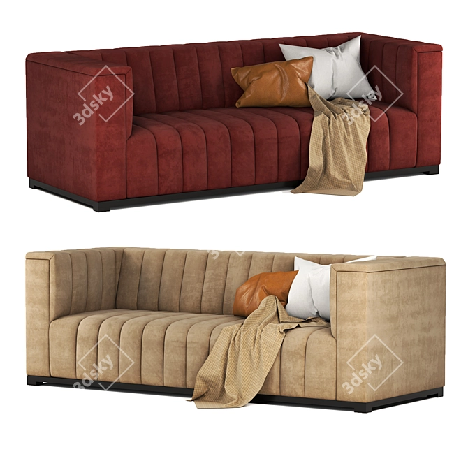 Velvet Dream Tufted Sofa 3D model image 3