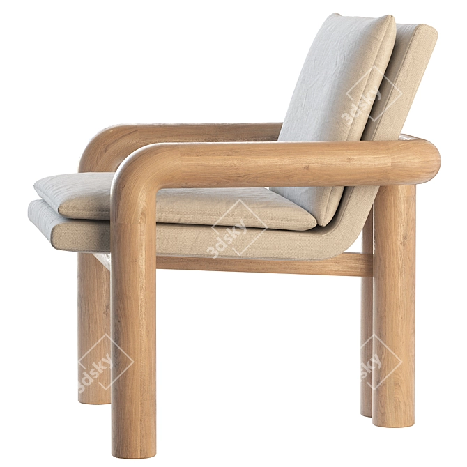 Elegant Carved Wood Lounge 3D model image 4