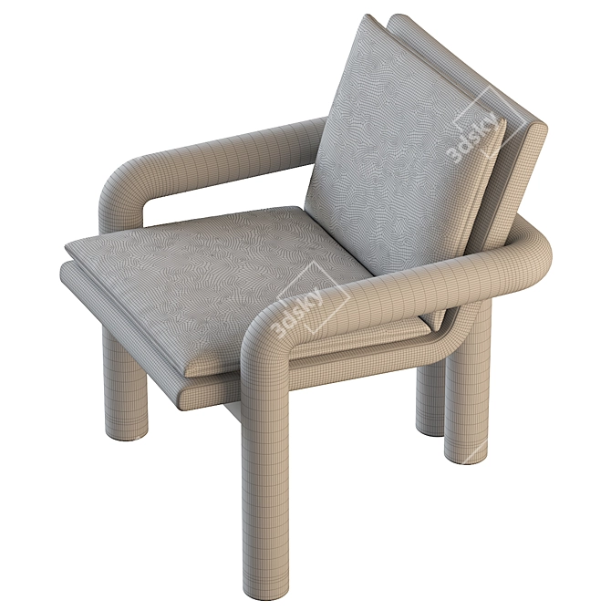 Elegant Carved Wood Lounge 3D model image 5
