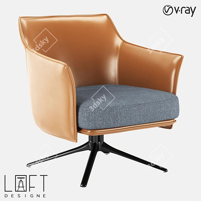 LoftDesign Armchair 10841: Stylish Metal, Leather, and Fabric 3D model image 1