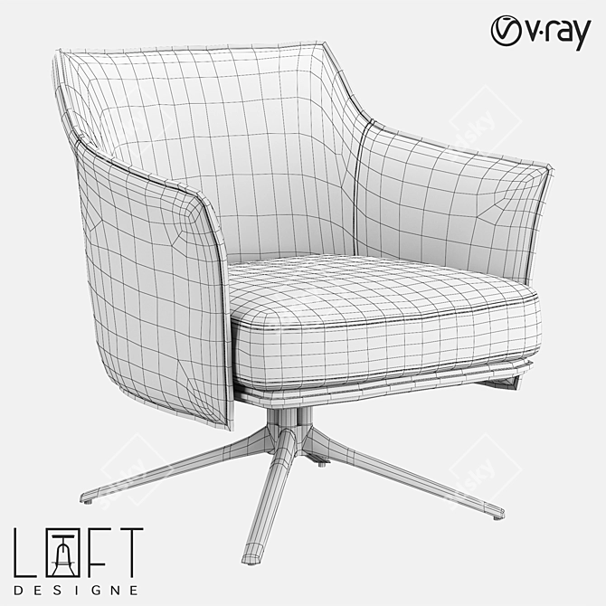 LoftDesign Armchair 10841: Stylish Metal, Leather, and Fabric 3D model image 2