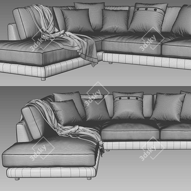 West Elm Haven Chaise: Modern Comfort in One 3D model image 4