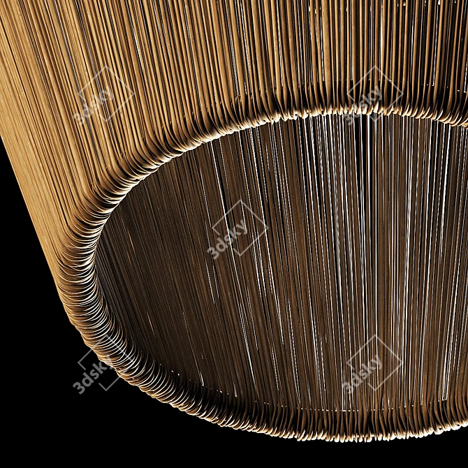 Wood Rattan Wicker Cone Lamp 3D model image 4