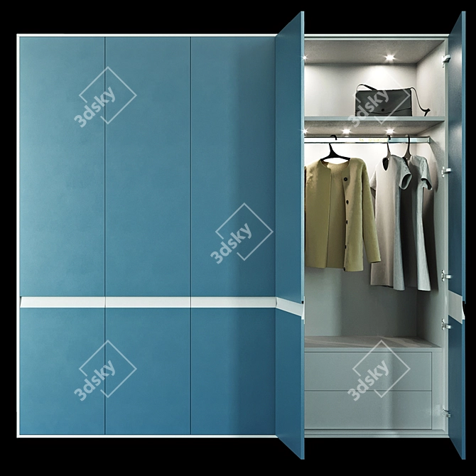 Minimalist Metal Wardrobe 3D model image 1