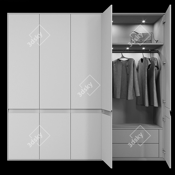 Minimalist Metal Wardrobe 3D model image 3