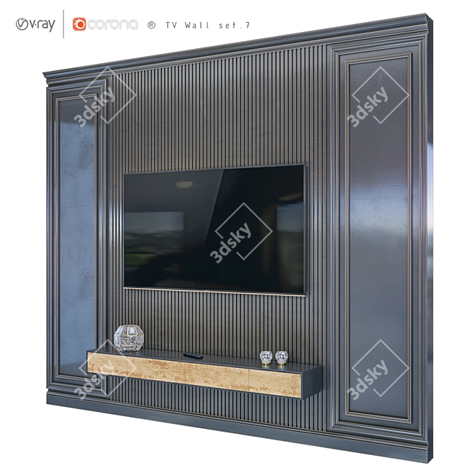 Modern TV Wall Mount Set 3D model image 1