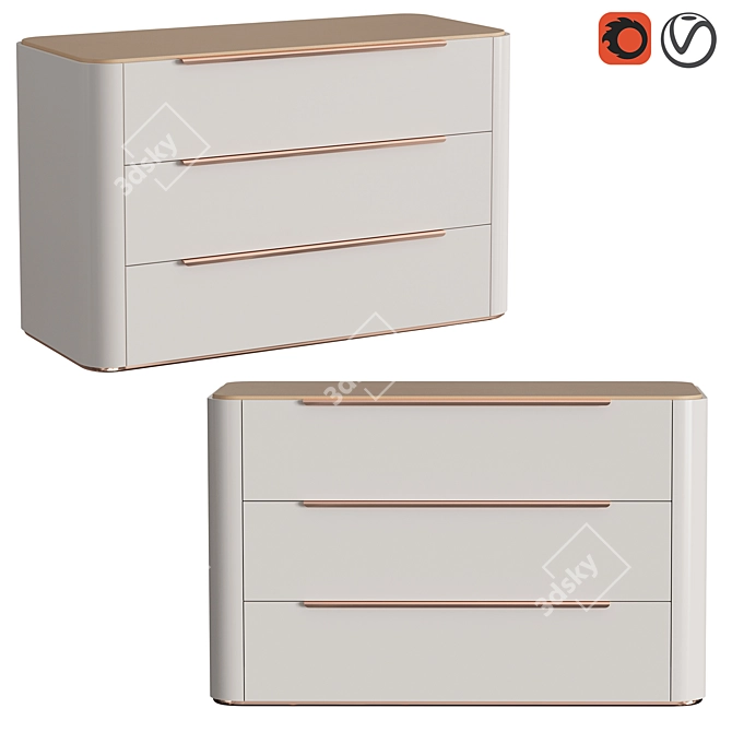 Praddy NATUR Bamboo Chest 3D model image 1