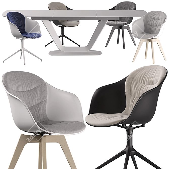 Modern Boconcept Alicante Table & Adelaide Chair Set 3D model image 1