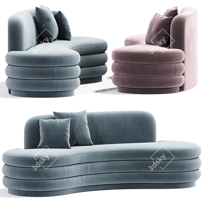 Elegant Ibiza Curved Sofa - Perfect for Every Space 3D model image 2