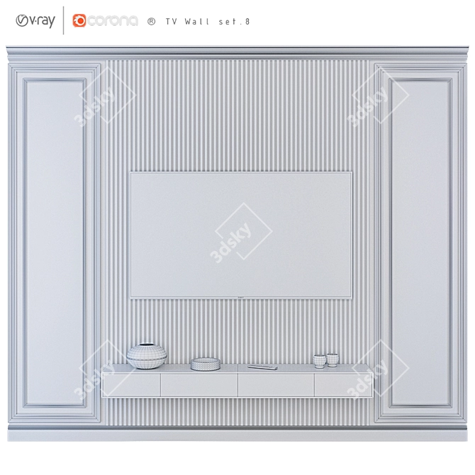 Title: Sleek TV Wall Mount Set 3D model image 3