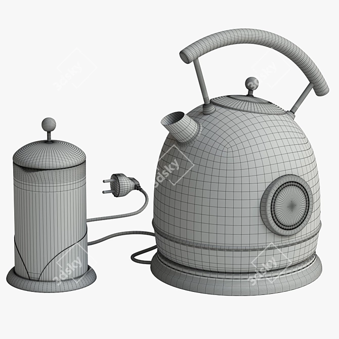 Elegant Electric Kettle Set: KITFORT & French Press 3D model image 6