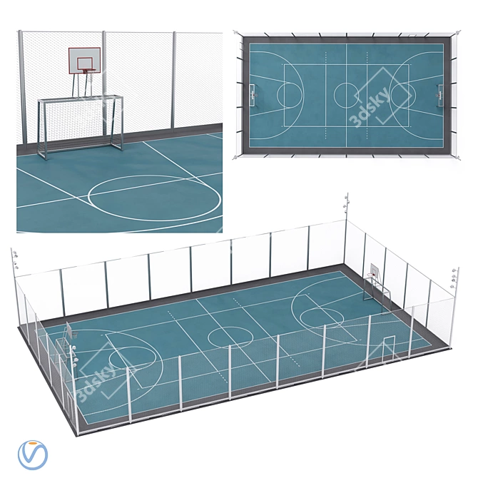 Universal Fenced Sports Ground 3D model image 1