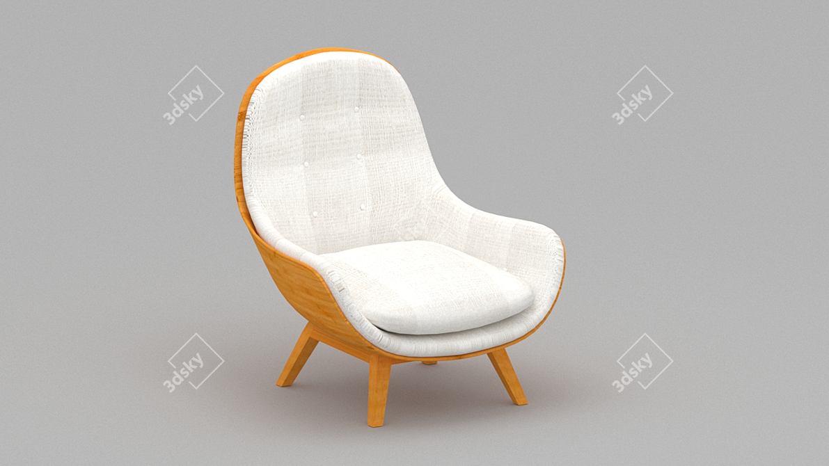 Elegant Wood Armchair 3D model image 1