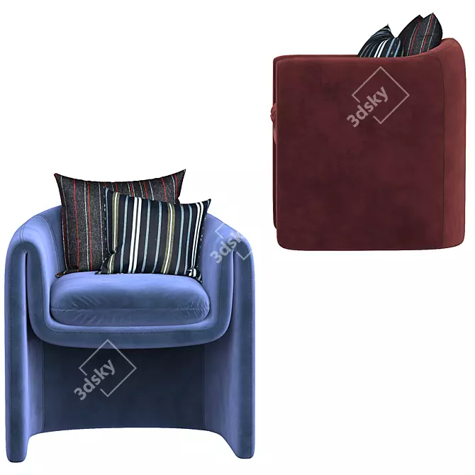 Elegant Modern Armchair 3D model image 4