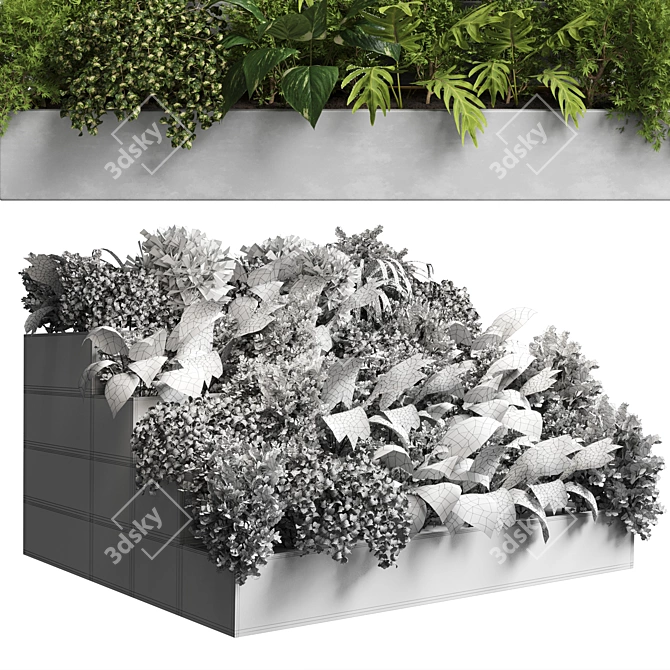 Concrete Stairs Outdoor Plant Vase 3D model image 3