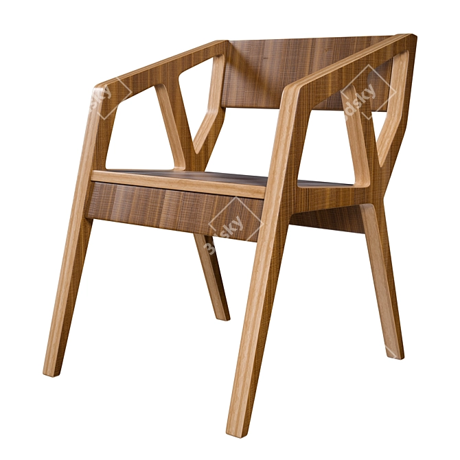 Modern Walnut Loft Armchair: Amarak 3D model image 1