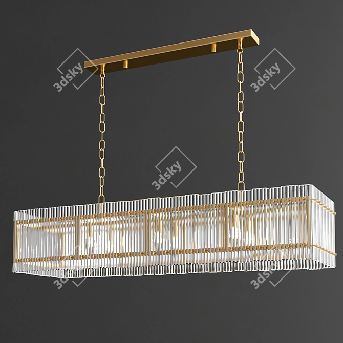 Gilded Ruby Rectangular Chandelier 3D model image 1