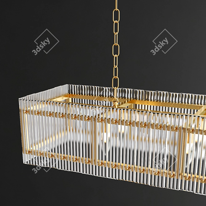 Gilded Ruby Rectangular Chandelier 3D model image 3