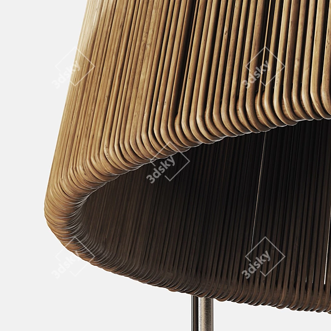 Wood Rattan Wicker Cone Lamp 3D model image 5