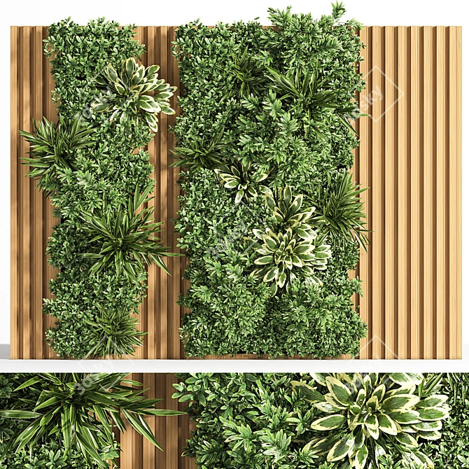 Modern Wood Planks & Vertical Garden 3D model image 1