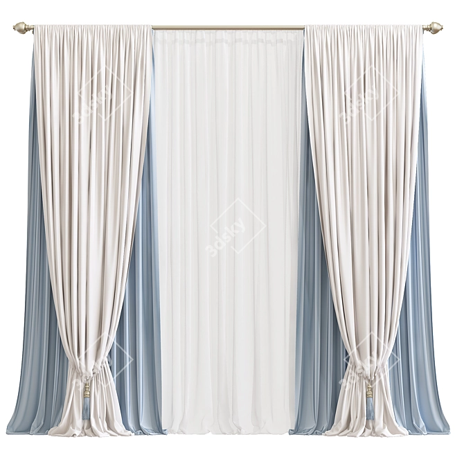 Elegant Drapery - Curtain 860 3D model image 1