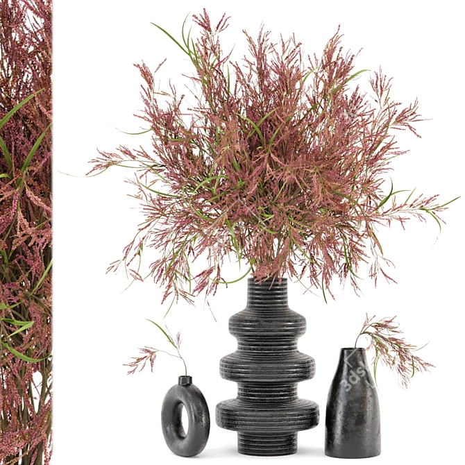 Modern Concrete Vase with Indoor Plants 3D model image 1