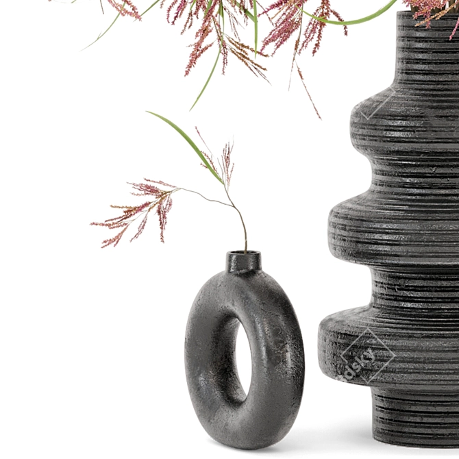 Modern Concrete Vase with Indoor Plants 3D model image 4