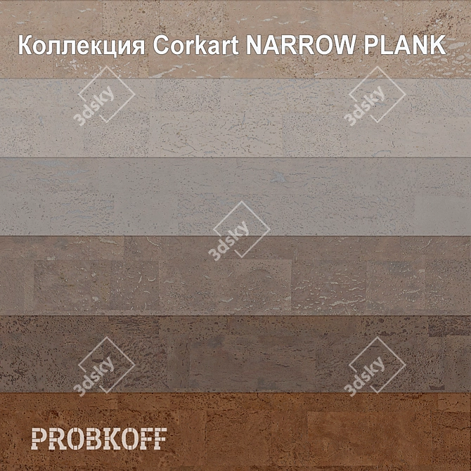 OM CORKART - Elegant Narrow Plank Cork Flooring 3D model image 3