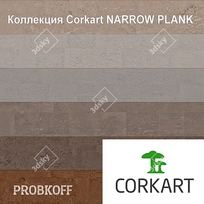 OM CORKART - Elegant Narrow Plank Cork Flooring 3D model image 5