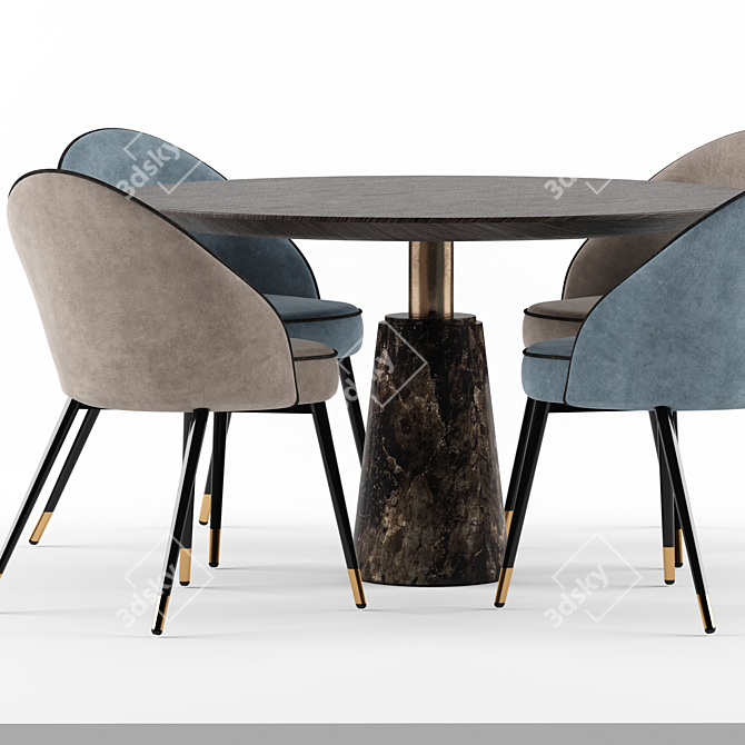 Stylish COOPER Dining Set 3D model image 3