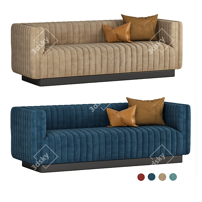 Emerald Conjure Velvet Sofa: Luxurious Tufted Seating 3D model image 2