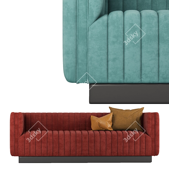 Emerald Conjure Velvet Sofa: Luxurious Tufted Seating 3D model image 5