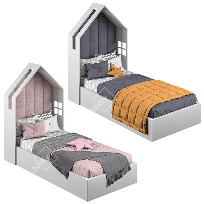 Cozy House Baby Bed 3D model image 1