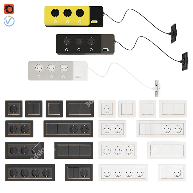 Versatile Socket Power Surge Protector 3D model image 1